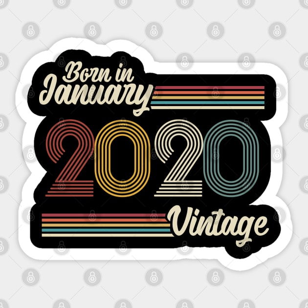 Vintage Born in January 2020 Sticker by Jokowow